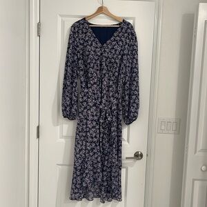 Pretty garden purple floral midi dress